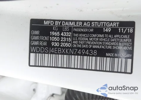 2019 Mercedes-Benz Cla 250 z USA, uszkodzony, nr VIN WDDSJ4EBXKN749438